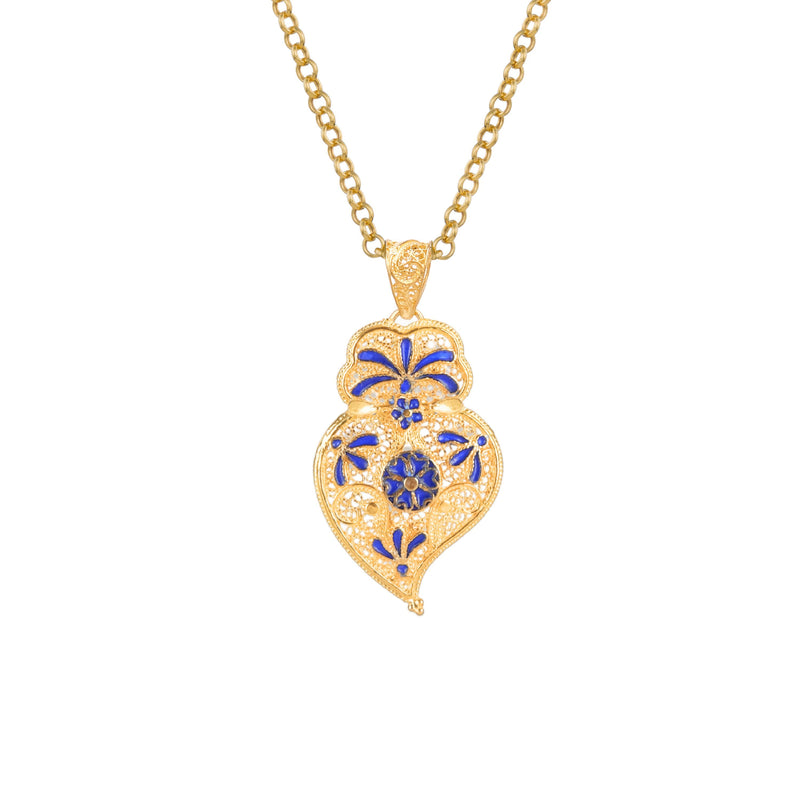 Necklace Heart of Viana Royal Blue in Gold Plated Silver