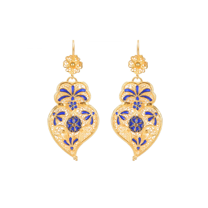 Earrings Heart of Viana Royal Blue in Gold Plated Silver