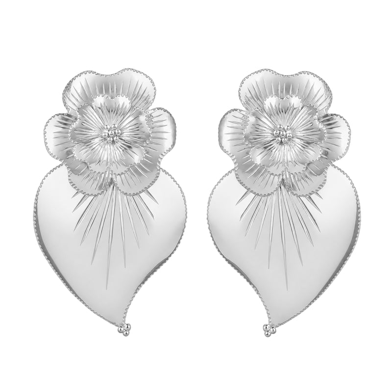 Earrings Heart of Amália in Silver