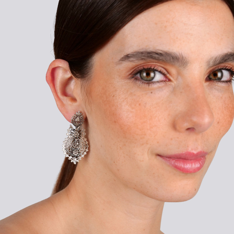 Boucles d'Oreilles Reine Puce M en Argent