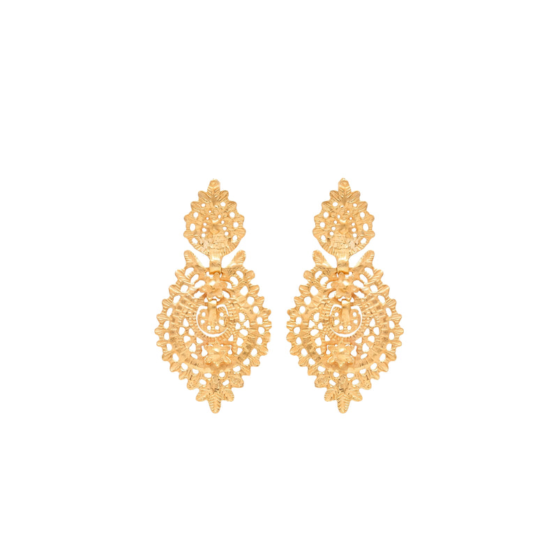 Boucles d'Oreilles Reine Puce S en Argent Plaqué Or