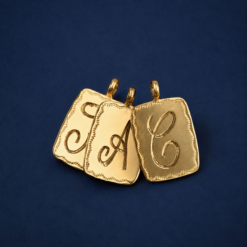 Pendant Initial Letter in Gold Plated Silver