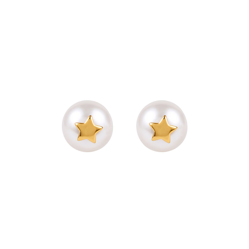 Earrings Pearl with Star in 19.2Kt Gold