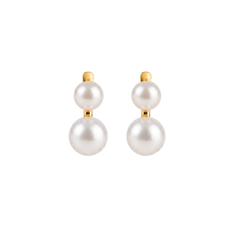 Earrings Two Pearls in 19.2Kt Gold