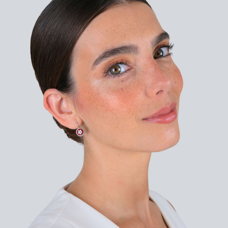 Earrings Red Caramujo in Silver