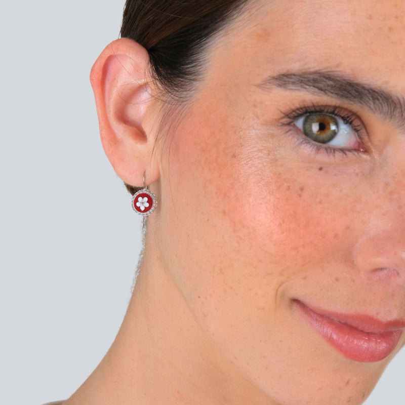 Earrings Red Caramujo in Silver