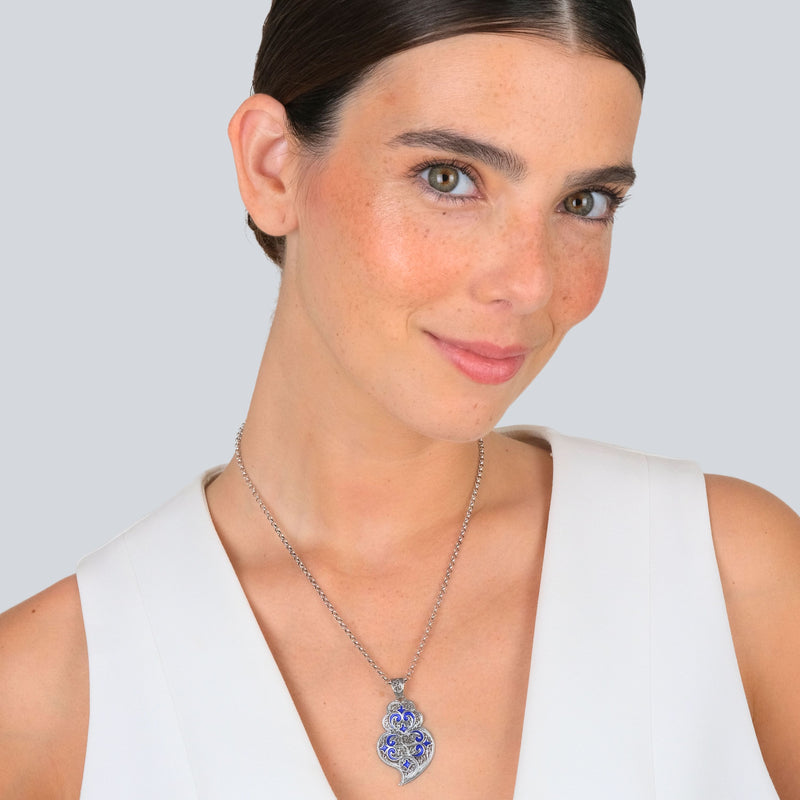 Colar Coração de Viana Azulejo em Prata
