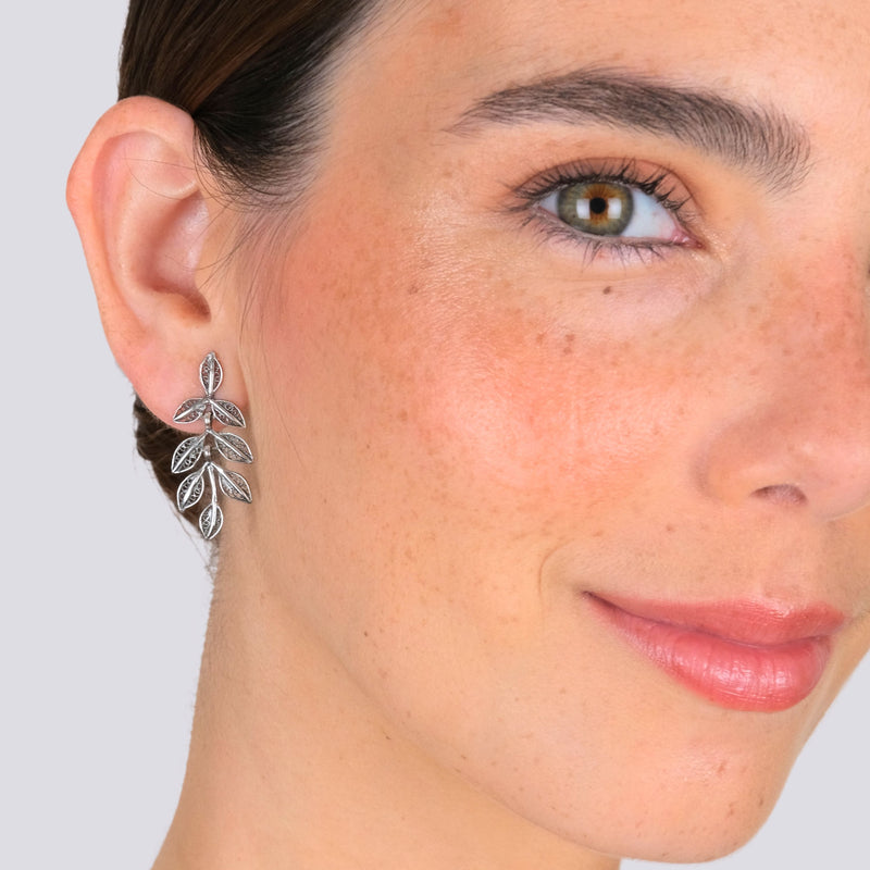 Brincos Folhas em Prata