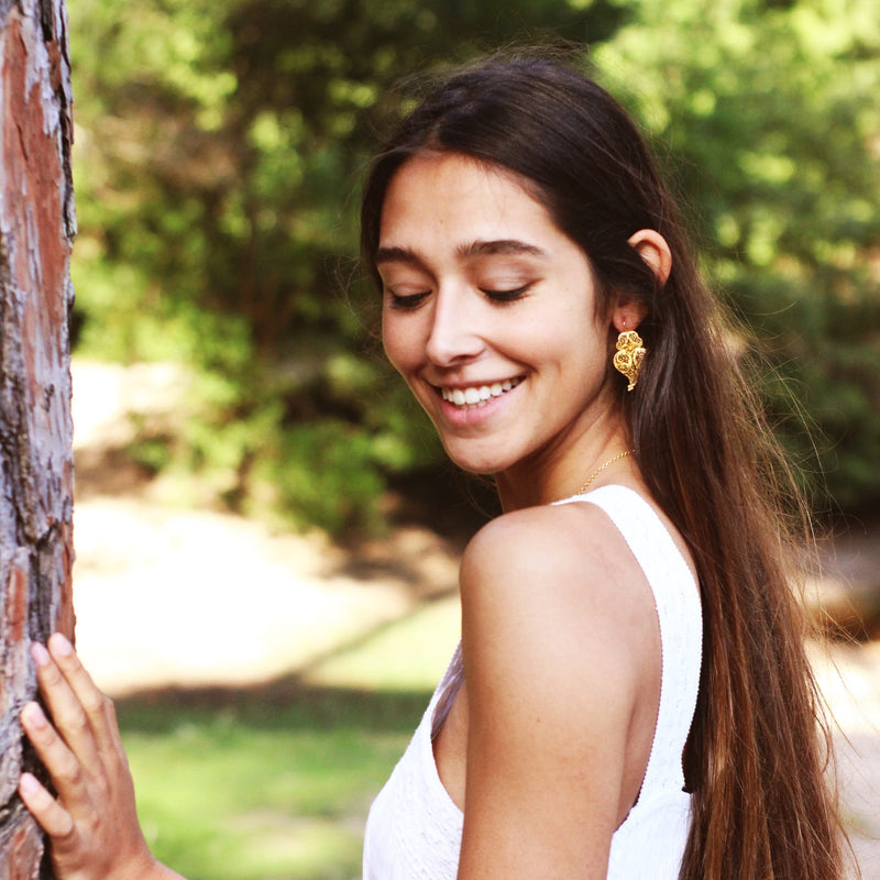Earrings Heart of Viana 4,0cm in Gold Plated Silver
