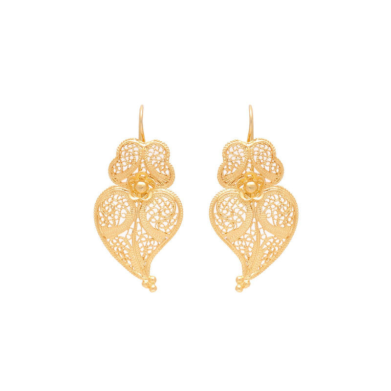 Earrings Heart of Viana 3,5cm in Gold Plated Silver