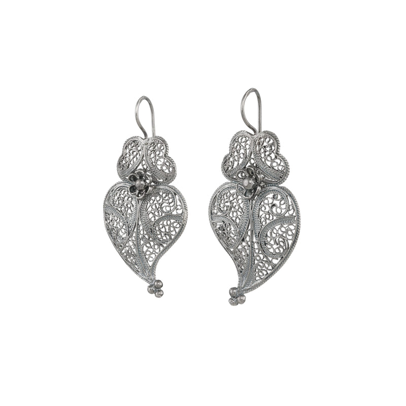 Earrings Heart of Viana 4,0cm in Silver