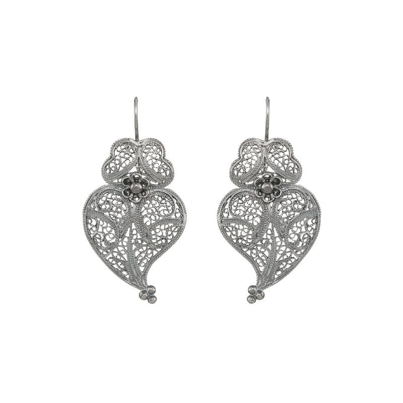 Earrings Heart of Viana 4,0cm in Silver