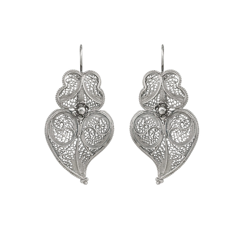 Earrings Heart of Viana 4,5 cm in Silver