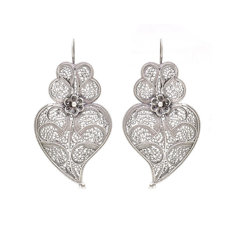 Earrings Heart of Viana 5,5cm in Silver