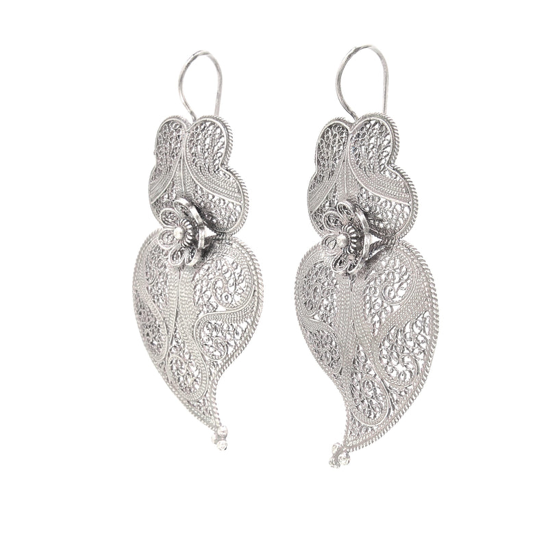 Earrings Heart of Viana 6,0cm in Silver