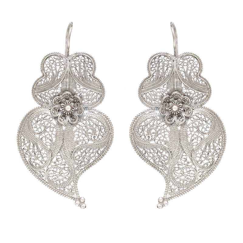 Earrings Heart of Viana 6,0cm in Silver