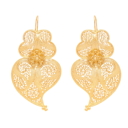 Earrings Heart of Viana 6,0cm in Gold Plated Silver