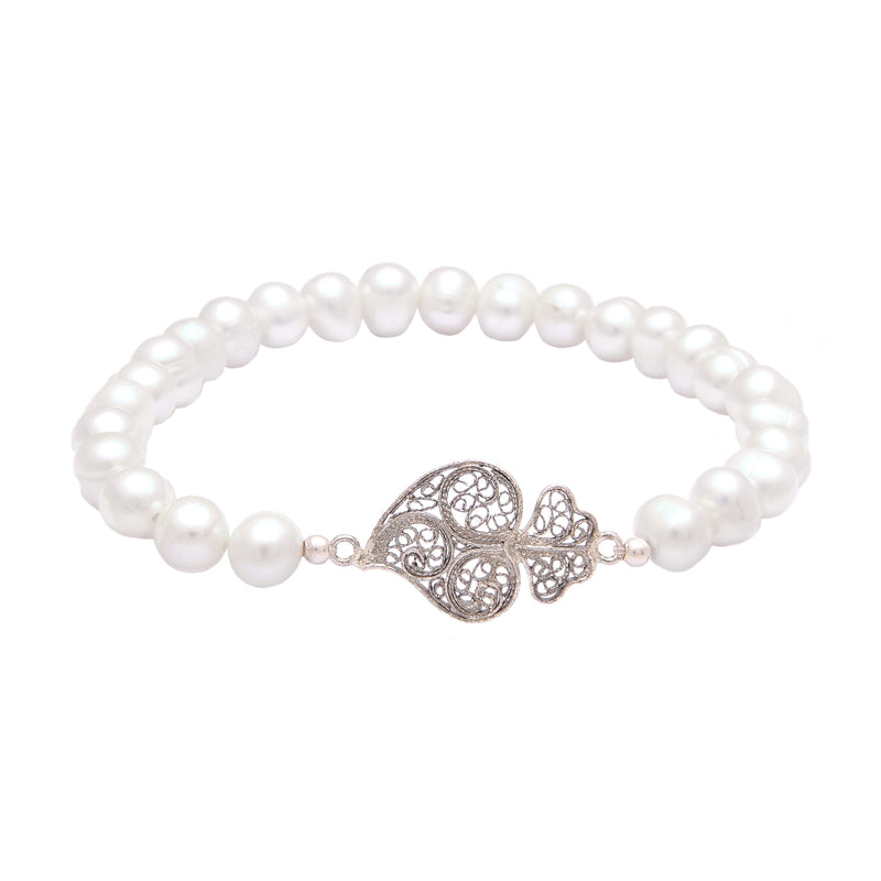 Bracelet Heart of Viana in Silver with Pearls