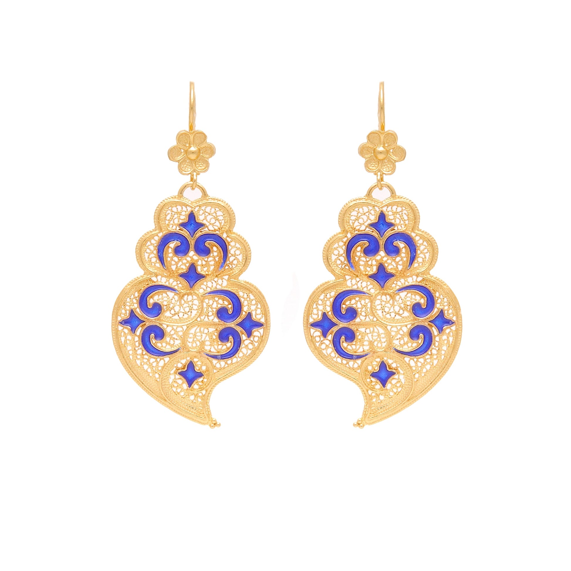 Earrings Heart of Viana Azulejo in Gold Plated Silver