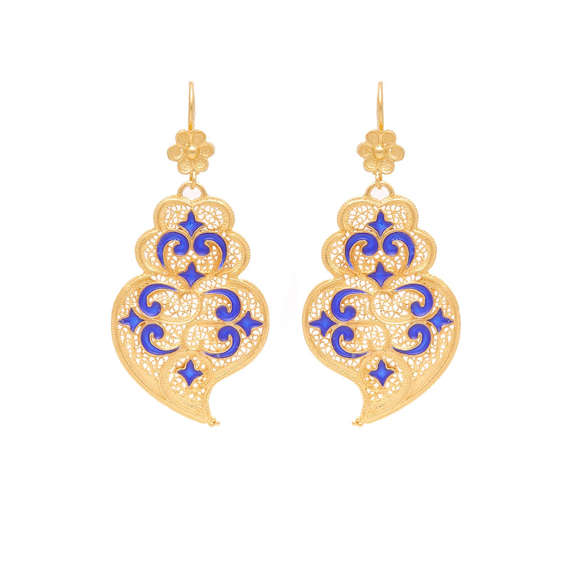 Earrings Heart of Viana Azulejo in Gold Plated Silver