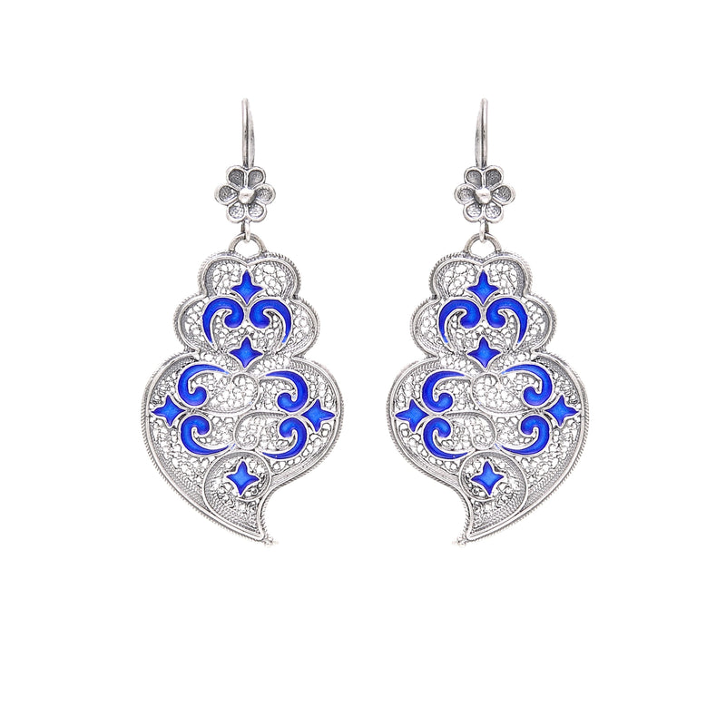 Earrings Heart of Viana Azulejo in Silver