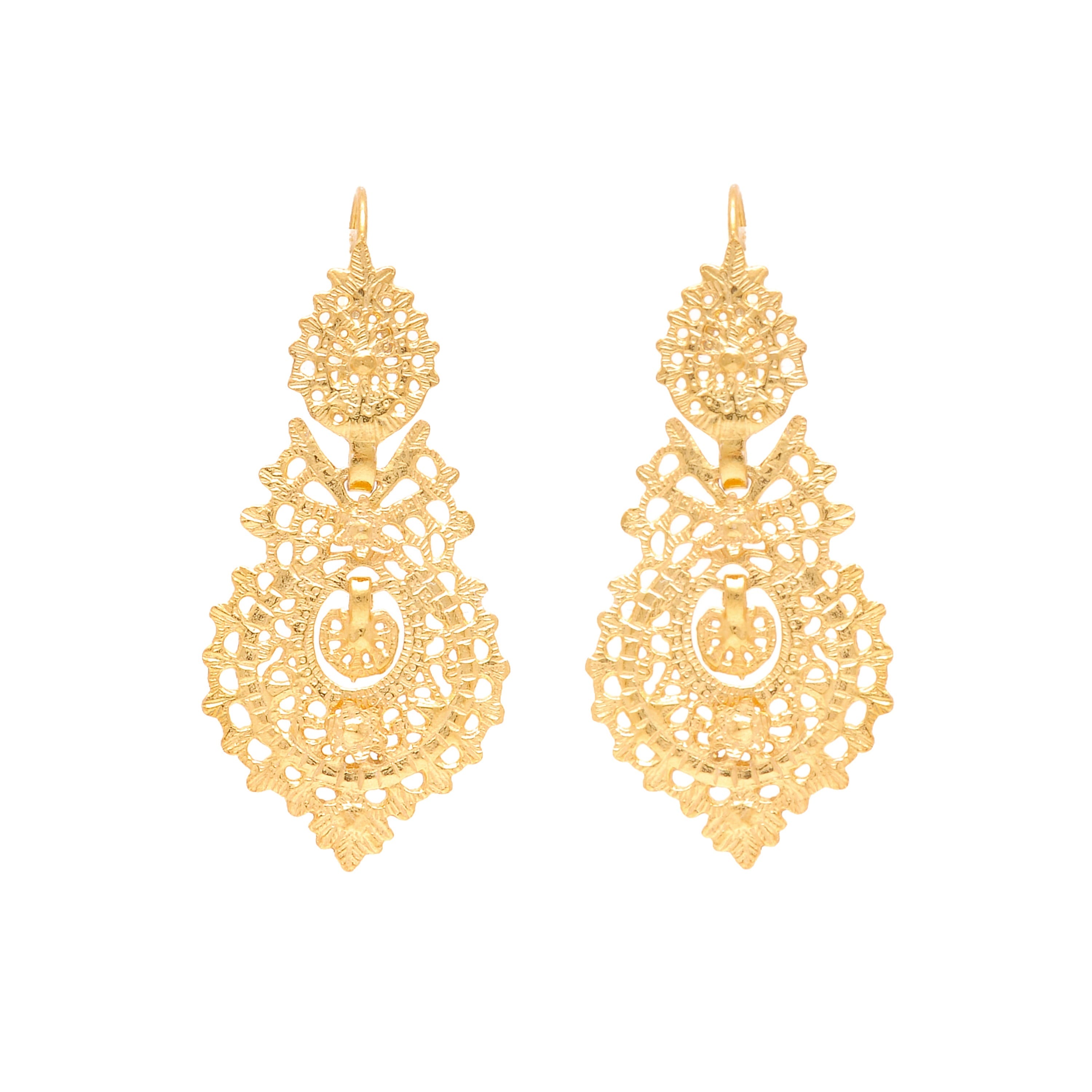 Brincos à Rainha M em Prata Dourada – PORTUGAL JEWELS