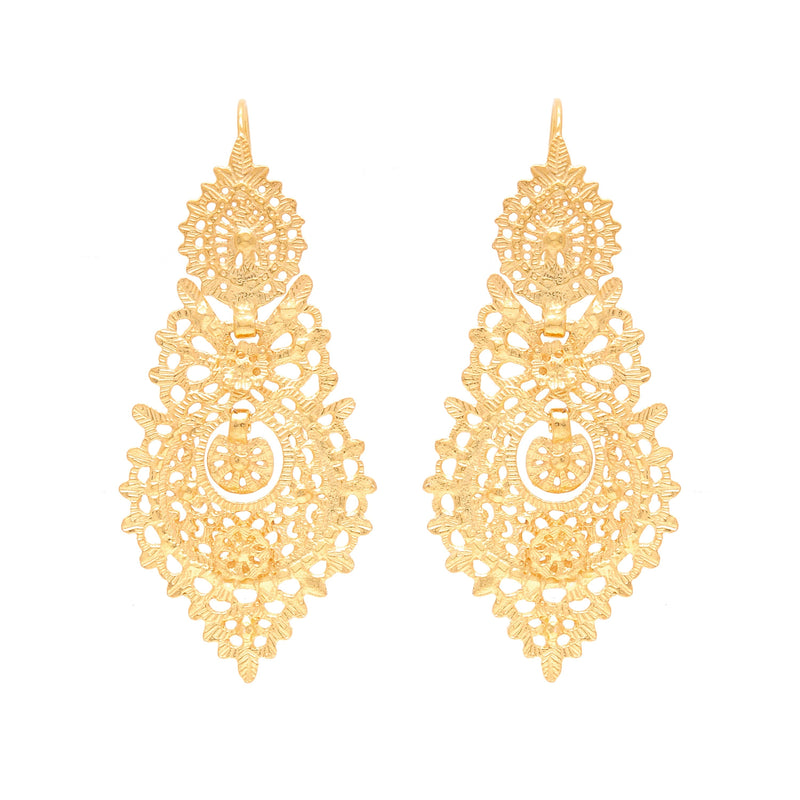 Queen Earrings L in Gold Plated Silver