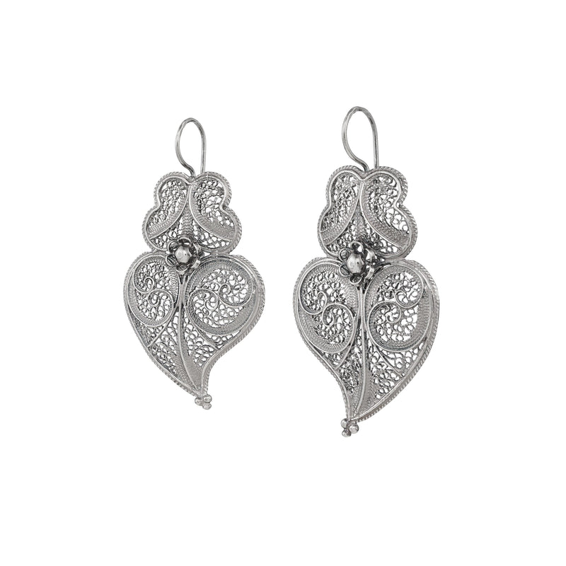 Earrings Heart of Viana 4,5 cm in Silver