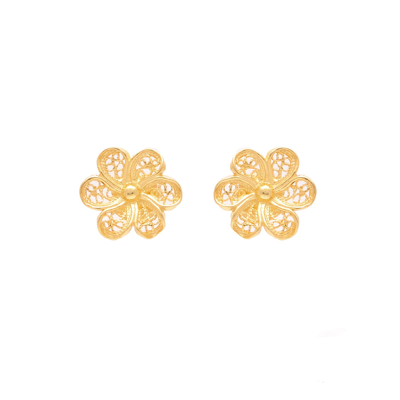 Earrings Flower in Gold Plated Silver