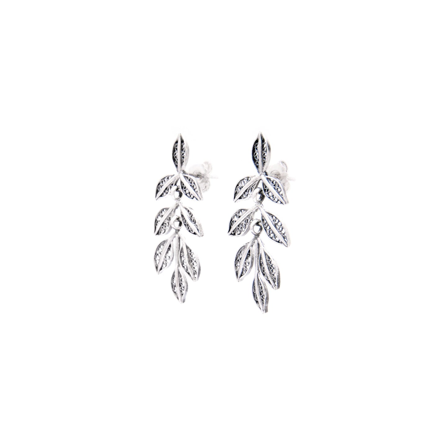 Earrings Leaves in Silver