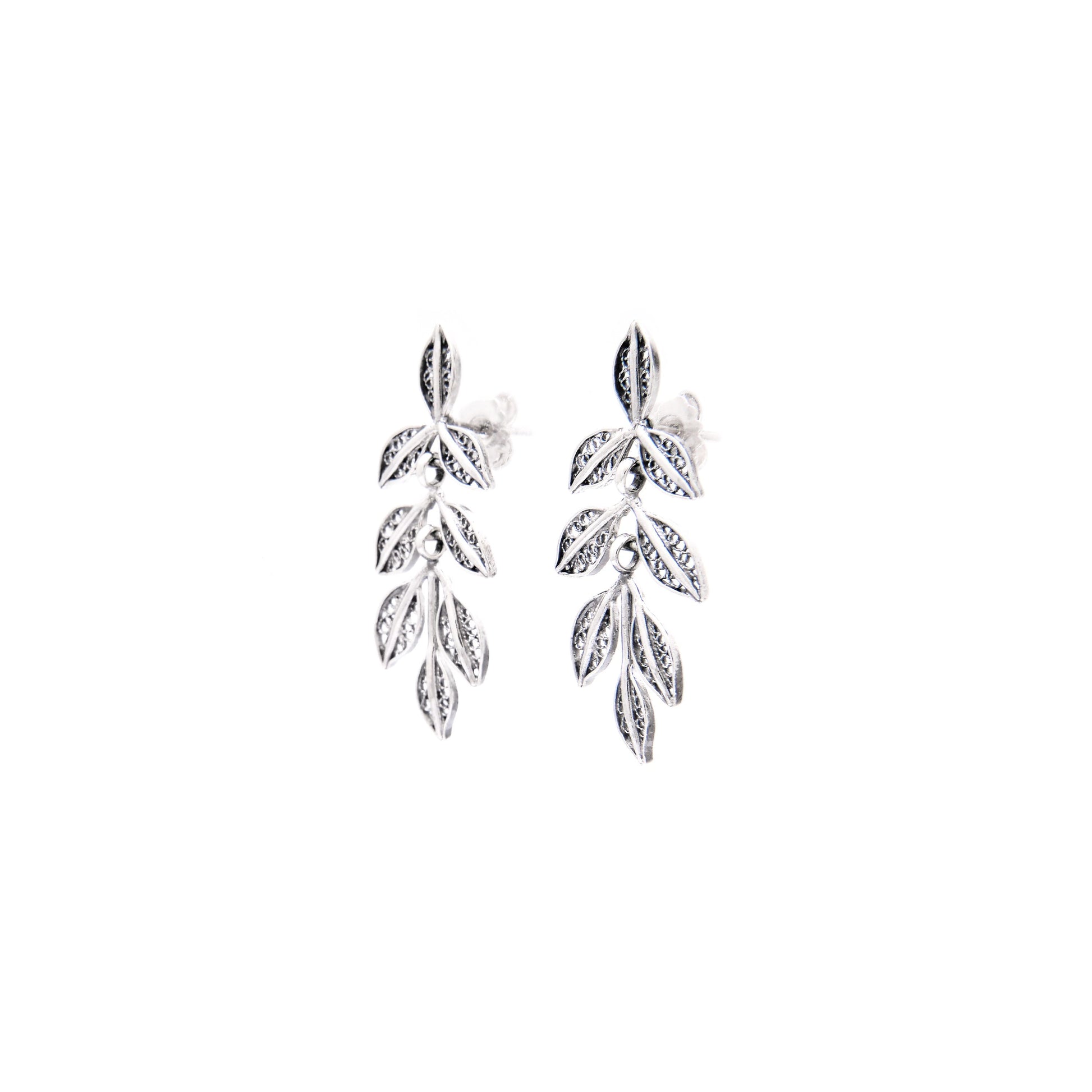 Earrings Leaves in Silver
