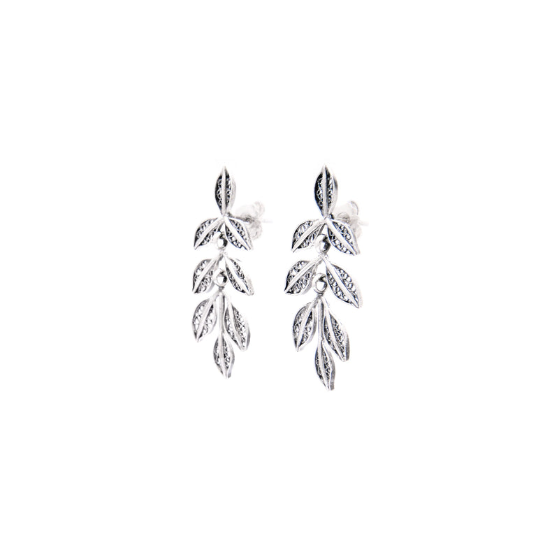 Earrings Leaves in Silver