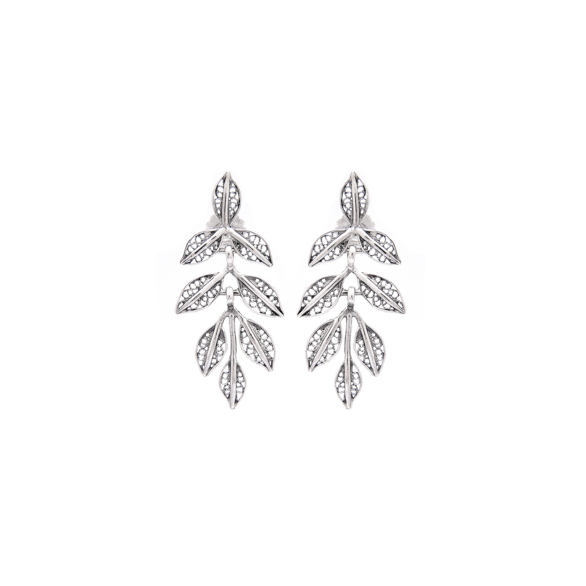 Earrings Leaves in Silver