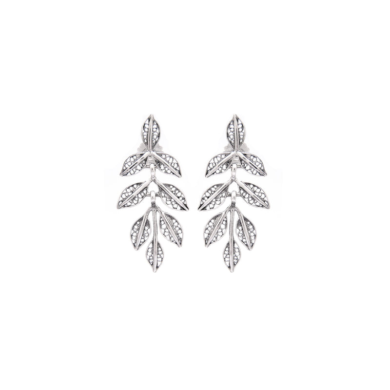 Earrings Leaves in Silver