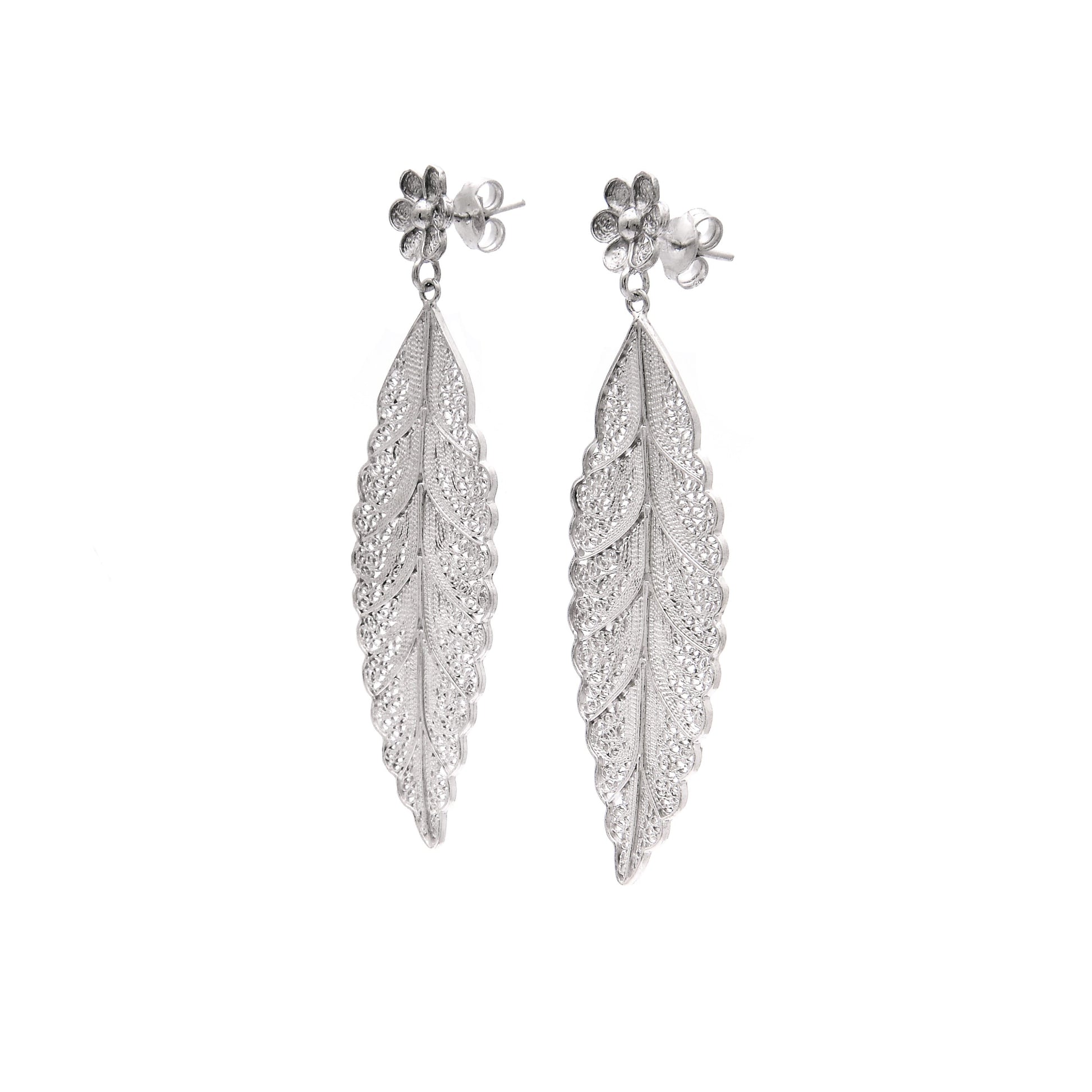 Earrings Leaf in Silver