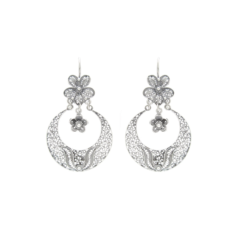 Earrings Arrecadas Flower in Silver