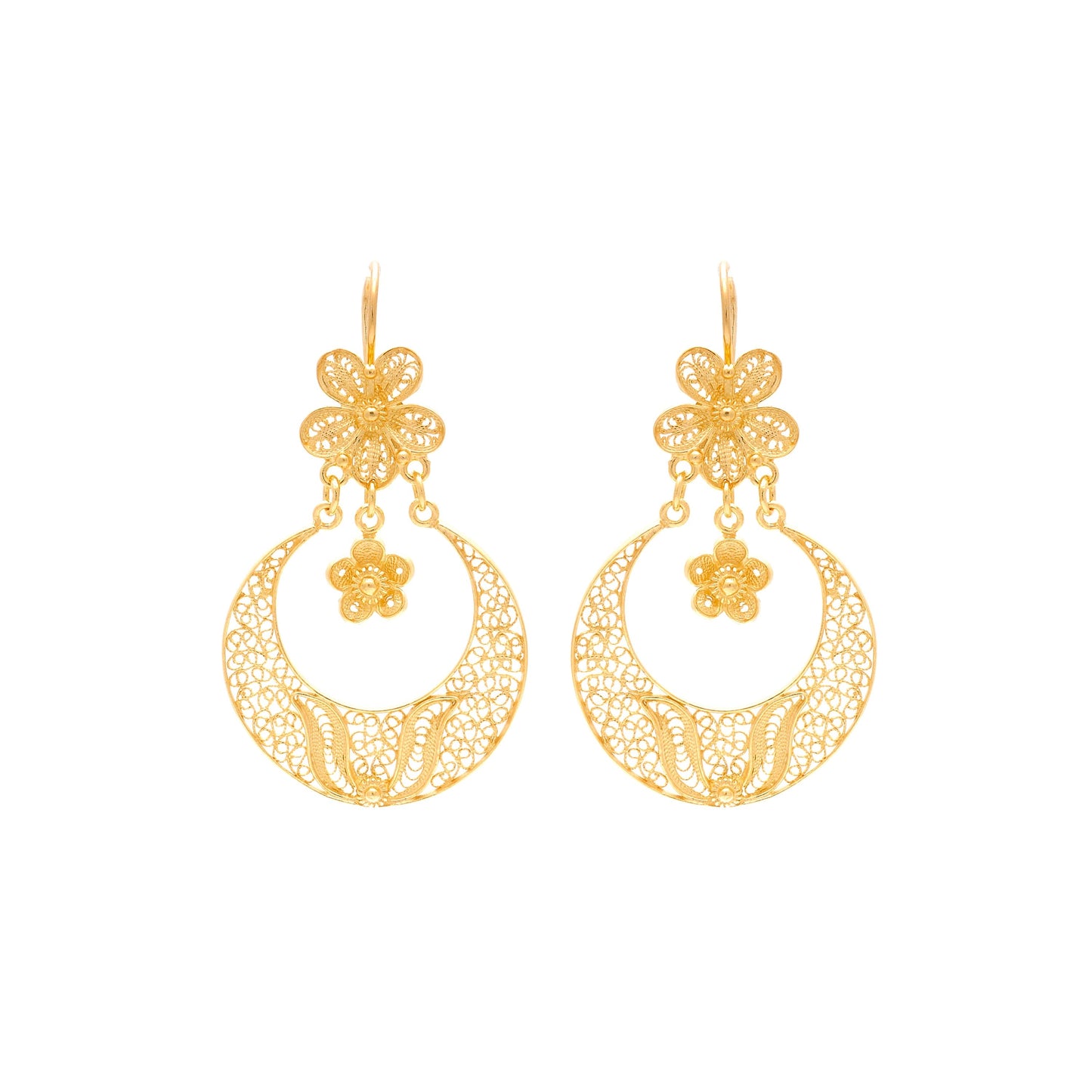Earrings Arrecadas Flower in Gold Plated Silver