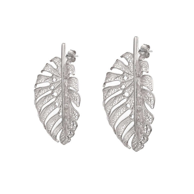 Earrings Monstera XL in Silver