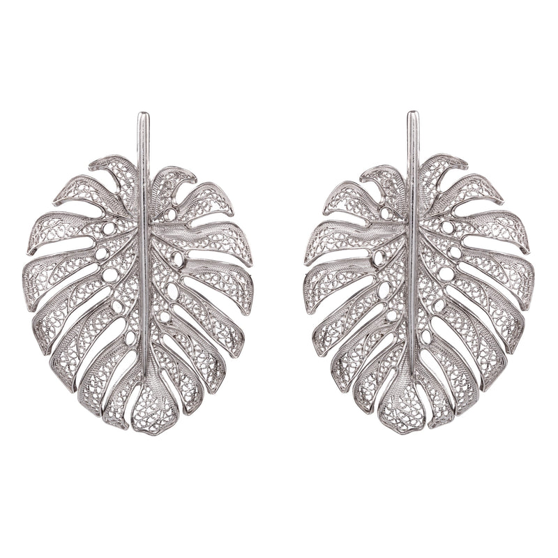 Earrings Monstera XL in Silver