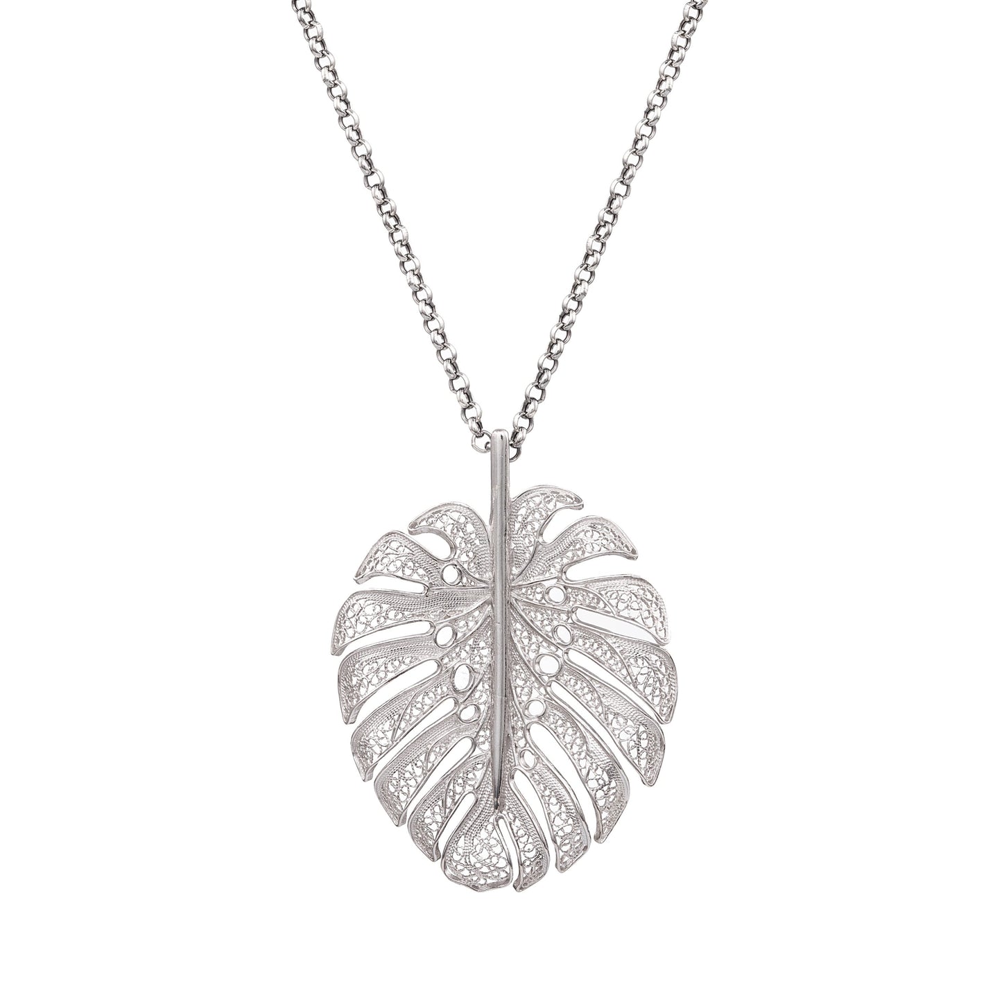 Necklace Monstera XL in Silver