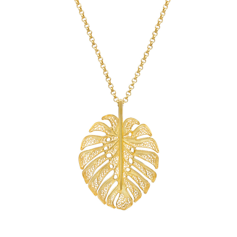 Necklace Monstera XL in Gold Plated Silver