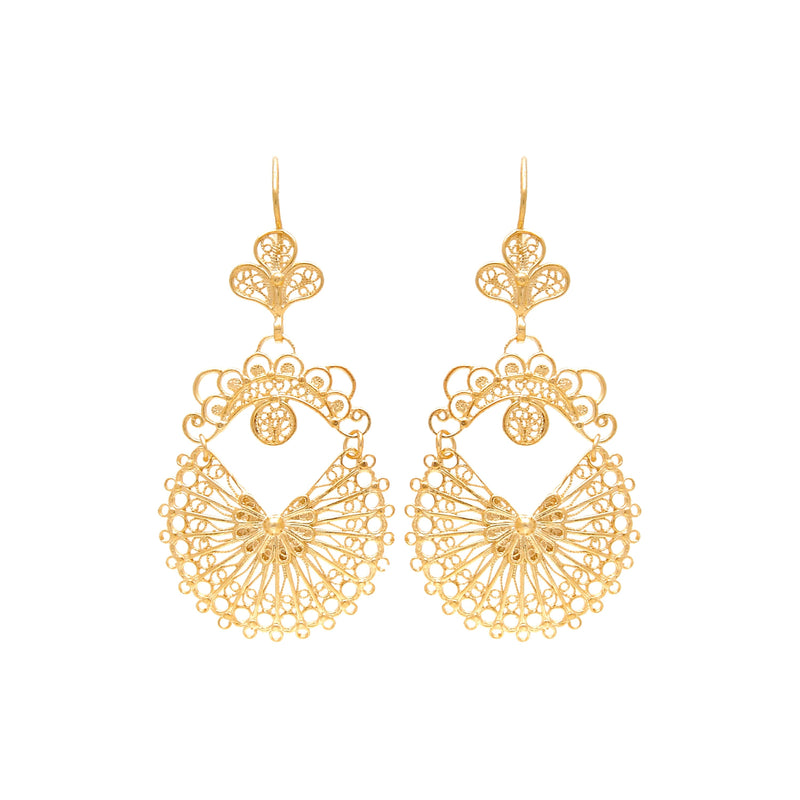 Earrings Arrecadas Filigree in Gold Plated Silver