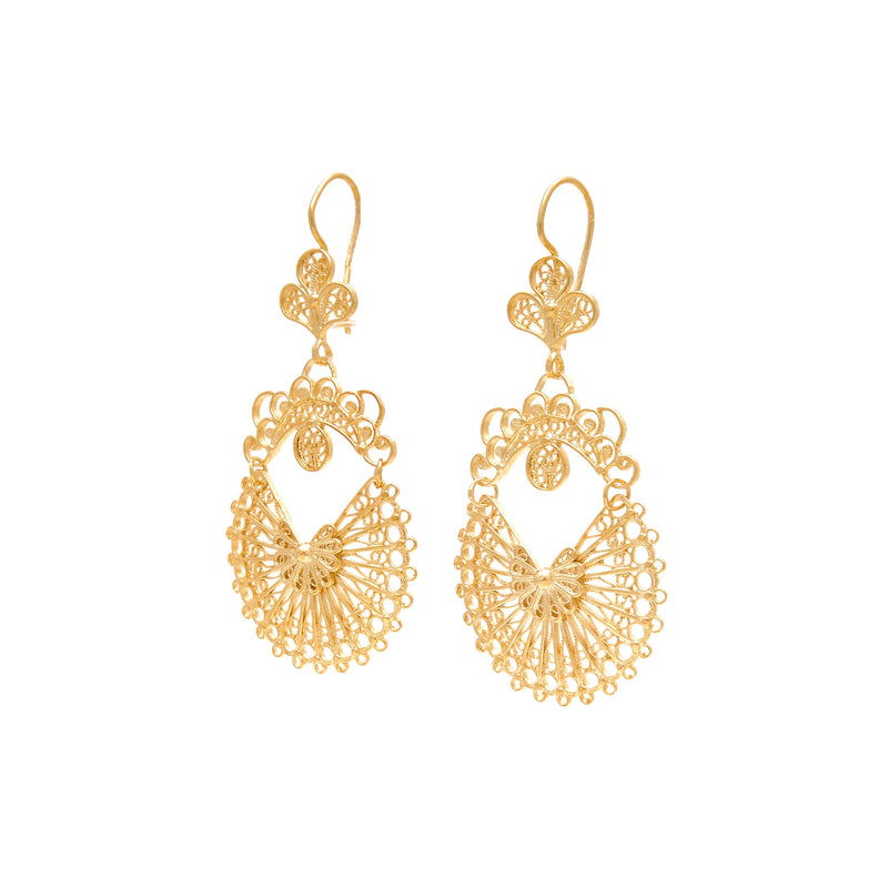Earrings Arrecadas Filigree in Gold Plated Silver