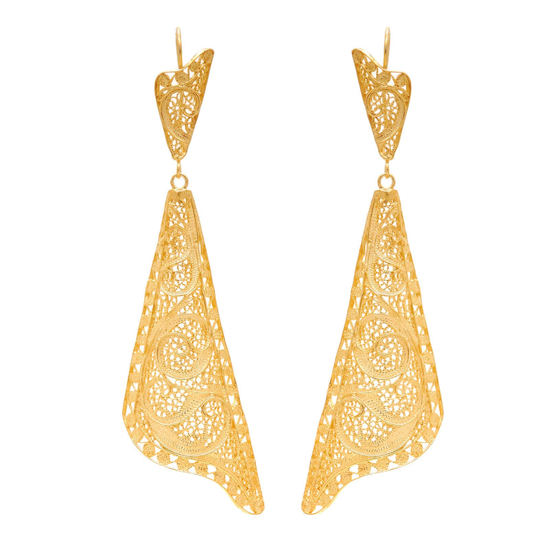 Earrings Fado Singer's Shawl in Gold Plated Silver