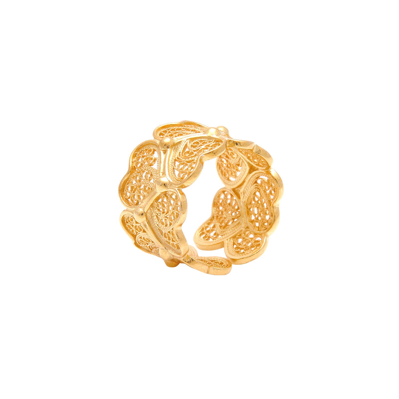 Ring Hearts in Gold Plated Silver