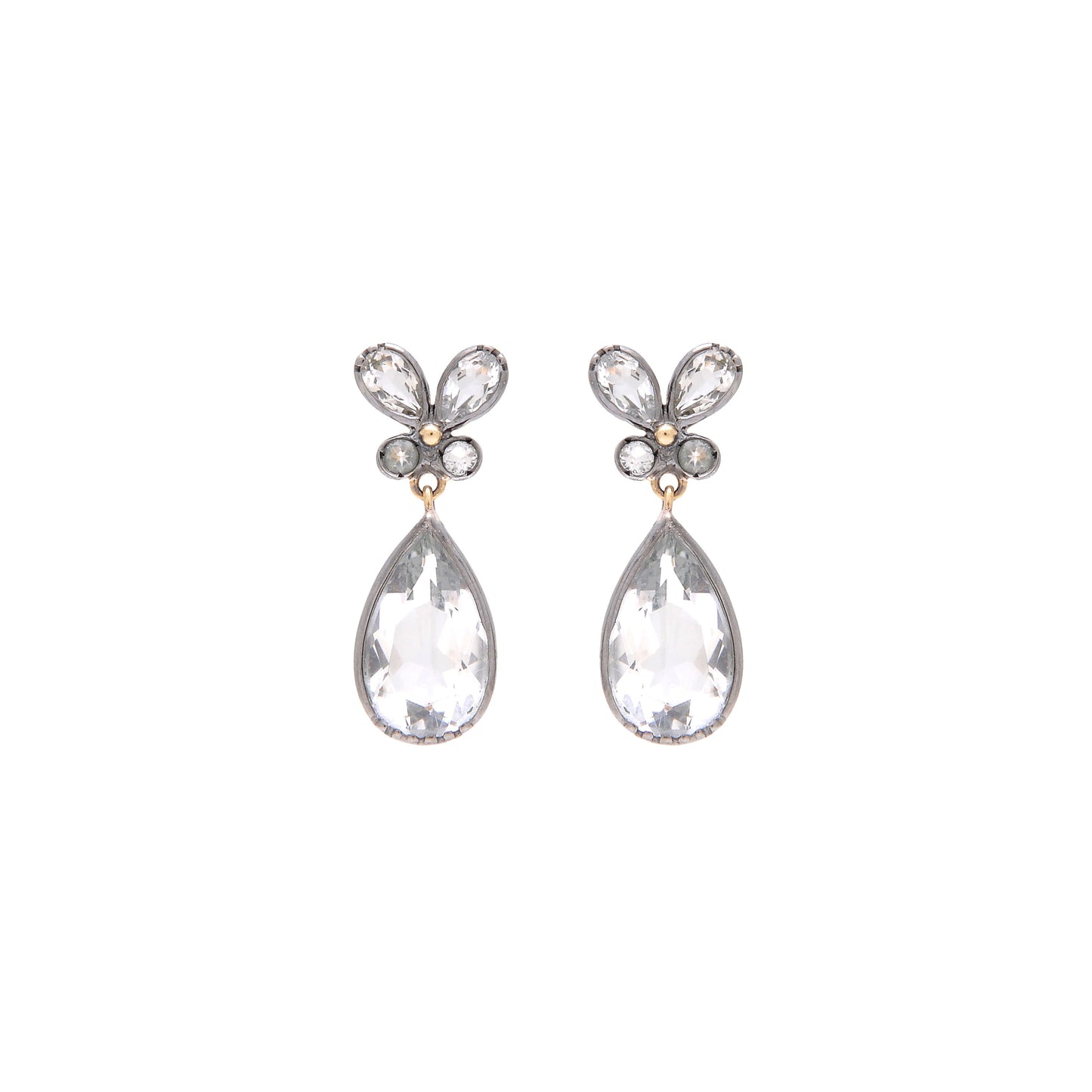 Earrings Butterfly Rock Crystal in Silver and Gold