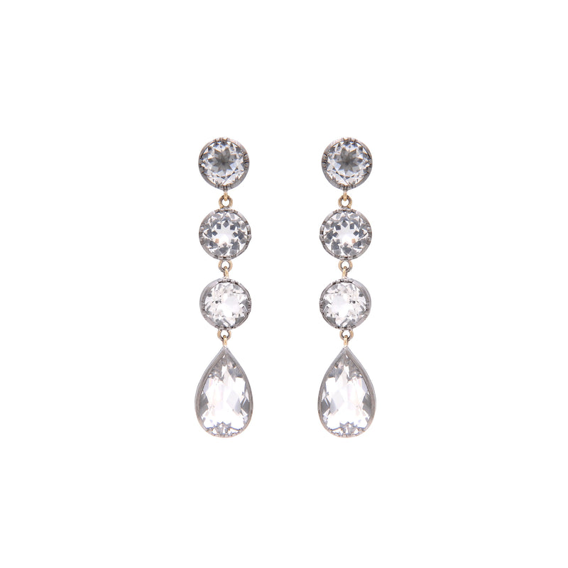 Earrings Circles Rock Crystal in Silver and Gold