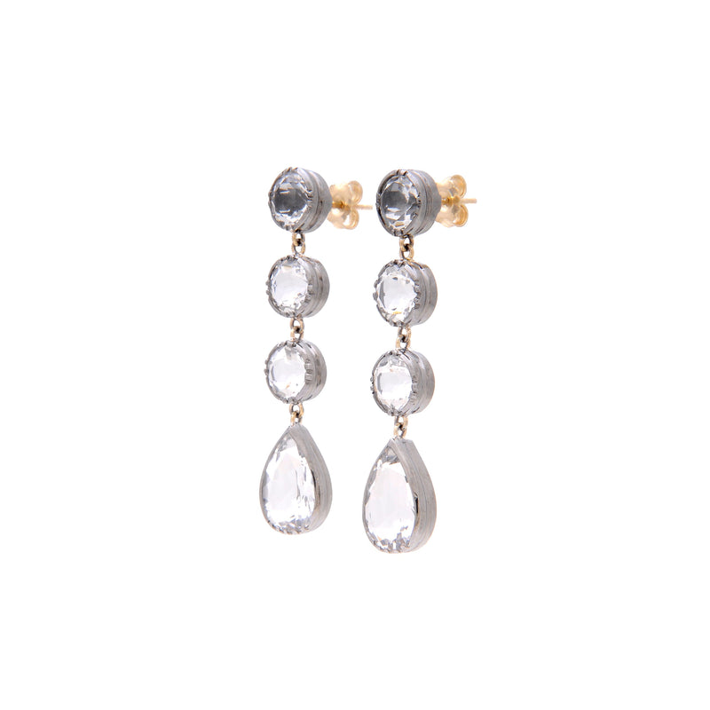 Earrings Circles Rock Crystal in Silver and Gold