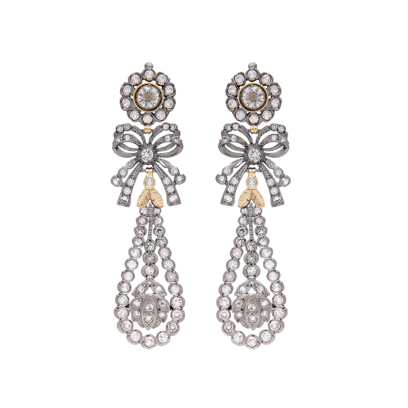 King Earrings Rock Crystal in Silver and Gold