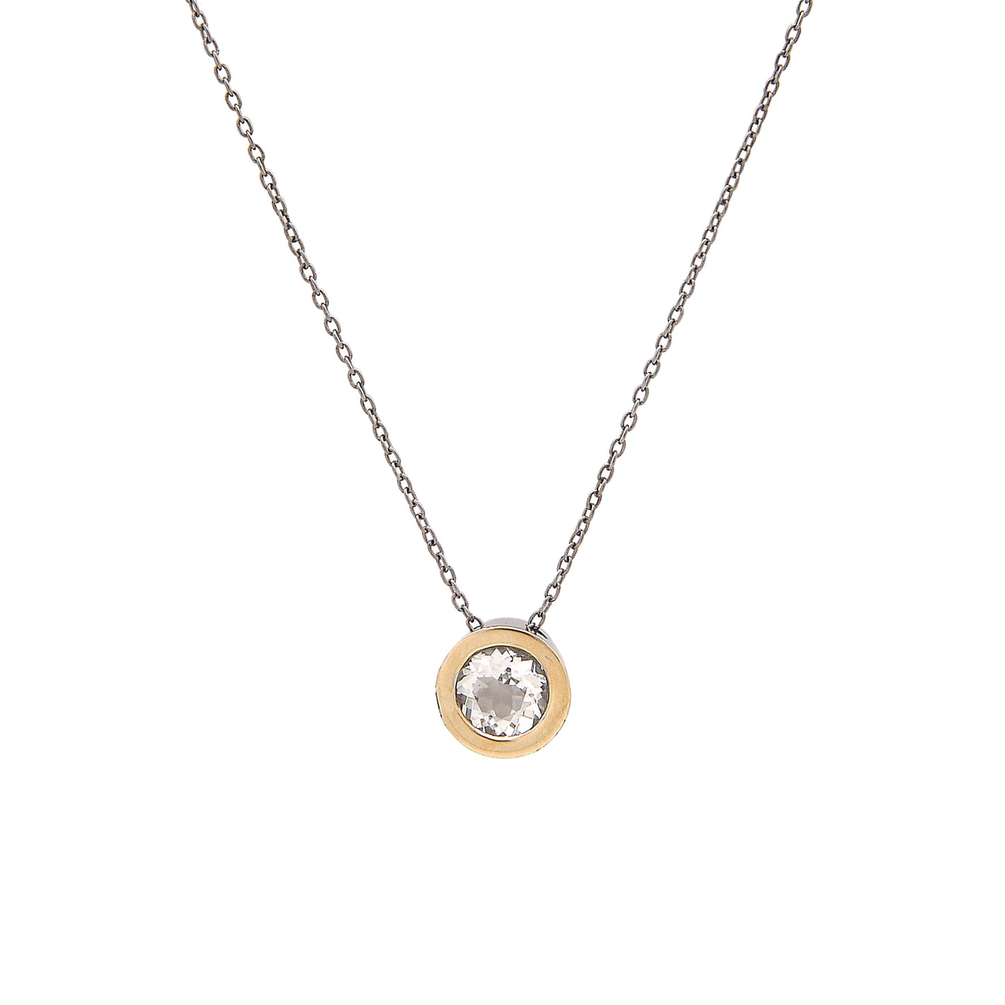 Necklace Rock Crystal Center in Silver and Gold